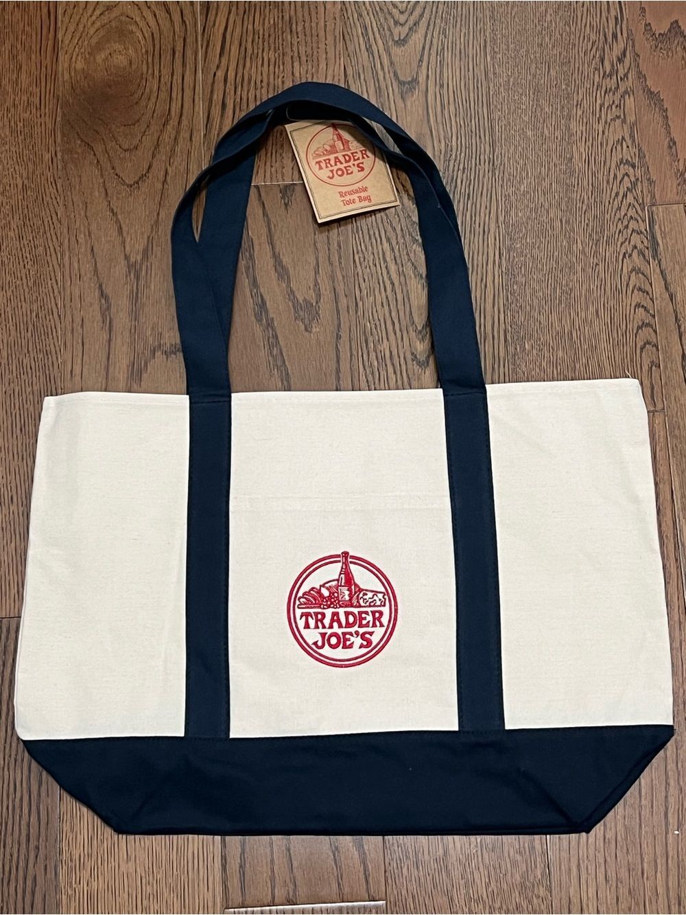 Trader Joe’s Navy Blue Large Canvas Tote NWT